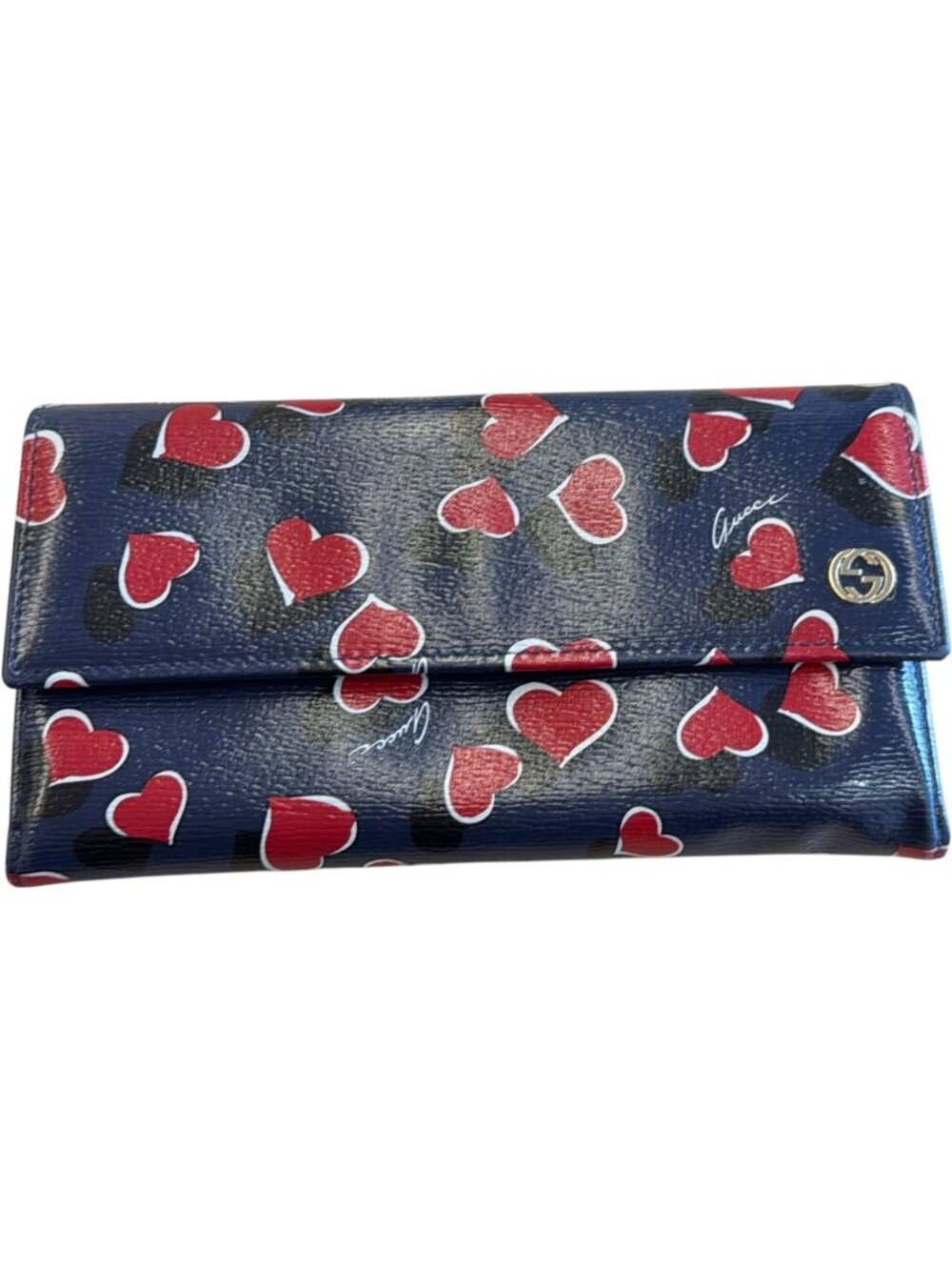648212CR C2 Gucci Wallet Long Navy Blue Leather
